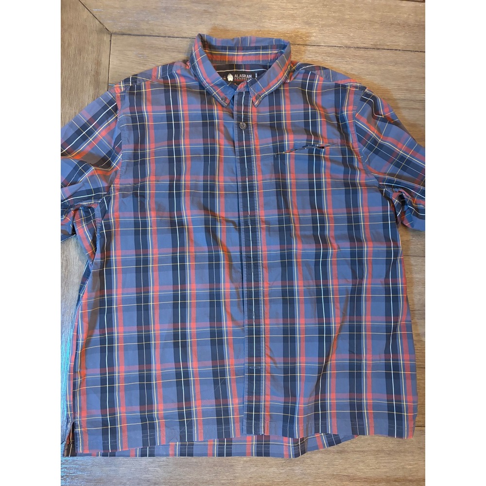 Alaskan Hardgear Duluth Trading Co Shirt Mens XL Plaid Button Down Short Sleeve